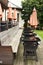 Outdoor courtyard of resort on the shore of Lake St. Wolfgang, Austria