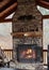 Outdoor covered stone fireplace