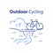 Outdoor cycling concept, riding bicycle trip, nature tourism, summer activity