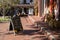 Outdoor decorations with a seasonal harvest theme make an inviting entrance to a gift shop in Dahlonega, Georgia