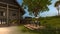 outdoor dinning room in tropical wooden house