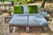 Outdoor double bed with grass textured pillows