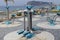 Outdoor exercise equipment machines by seaside