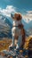 Outdoor exploration Adorable dog ventures into stunning mountain landscape