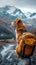 Outdoor exploration Adorable dog ventures into stunning mountain landscape