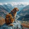 Outdoor exploration Adorable dog ventures into stunning mountain landscape