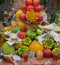 Outdoor fruit and Vegetable Display in Vietnamese Shrine