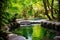 outdoor hot spring in a serene garden setting