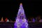 Outdoor illuminated christmas decorations glittering against night sky