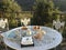 Outdoor iron table set for a breakfast