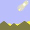 Outdoor Landscape of Colorful Mountain and Hills with Lunar and Solar Eclipse Happening. Creative Background Idea for