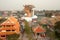 Outdoor large golden dragon in temple,Middle of Thailand.