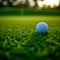 Outdoor leisure activity Close up shot of a golf ball on grass