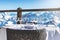 Outdoor luxury restaurant table with beautiful mountain landscape view