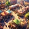 Outdoor Markets bustling openair marketplaces with colorful stalls vendors AI Isometric view