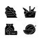 Outdoor meal black glyph icons set on white space