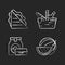 Outdoor meal chalk white icons set on black background