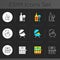 Outdoor meal dark theme icons set