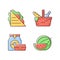 Outdoor meal RGB color icons set