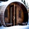 Outdoor norwegian sauna in a cold winter day