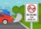 Outdoor parking rules. Close-up view of a `No idling, turn engine off` road or traffic sign. Idle-free zone.