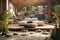 Outdoor patio space with aloe vera plants, comfortable seating, and a Zen garden-inspired design, providing a serene and tranquil