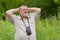 Outdoor portrait of a bearded senior man