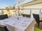 An outdoor private dining room on a cruise ship for the Haven Suite guests on the Norwegian Cruise Lines