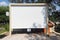 Outdoor projector screen homemade cinema seminar hotel with seats blank