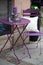 Outdoor purple metal small table and chair