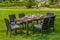 Outdoor rattan furniture, table and chairs