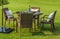 Outdoor rattan furniture, table and chairs