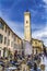 Outdoor Restaurant Old Clock Tower Plaza Street Nimes Gard France