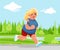 Outdoor running health care run park cardio app smartphone cartoon cute woman fitness character design vector