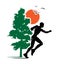 Outdoor Running Trail Runner Nature Logo Illustration