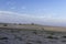 Outdoor scenic landscape of desert hill with sky background