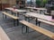 Outdoor seating for a Bavarian beer festival