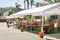 Outdoor seating under tent