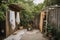 outdoor shower with clothesline and towels for after beach days