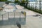 outdoor skatepark with blue sky