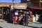 Outdoor souvenir market and woman in the street