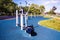 Outdoor sports equipment along the waterfront