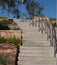 Outdoor stairway steps against blue sky