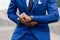 Outdoor standing portrait of a African American business man