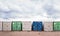 Outdoor storage containers under a blue sky