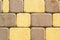 Outdoor street tiles with geometric pattern.The texture of perspective colored checkered tile in the street