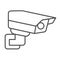 Outdoor Surveillance camera, protection, wall mounted thin line icon, CCTV concept, safety vector sign on white