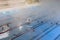 Outdoor swimming pool in winter in severe frost