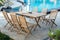 Outdoor teak garden furniture set with table and chairs