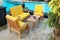 Outdoor teak garden furniture set with table , chairs and cushion